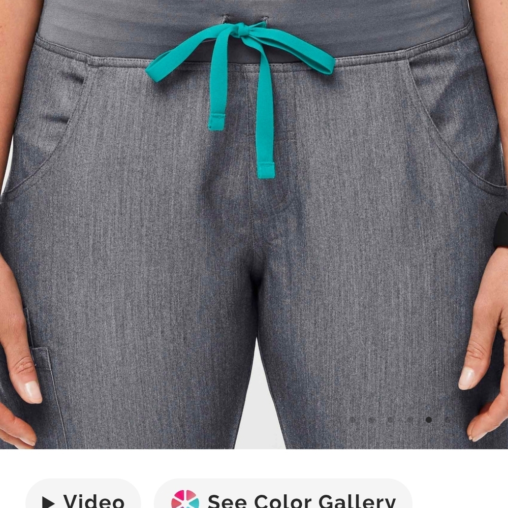 Gray Jogger Pants with Teal Drawstring